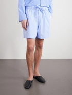 TEKLA - Straight-Leg Organic Cotton-Poplin Shorts - Blue