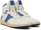 Rhude SSENSE Exclusive White & Blue Rhecess Hi Sneakers