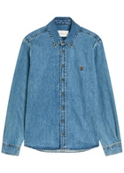 Ami Paris Logo-embroidered Denim Shirt Blue