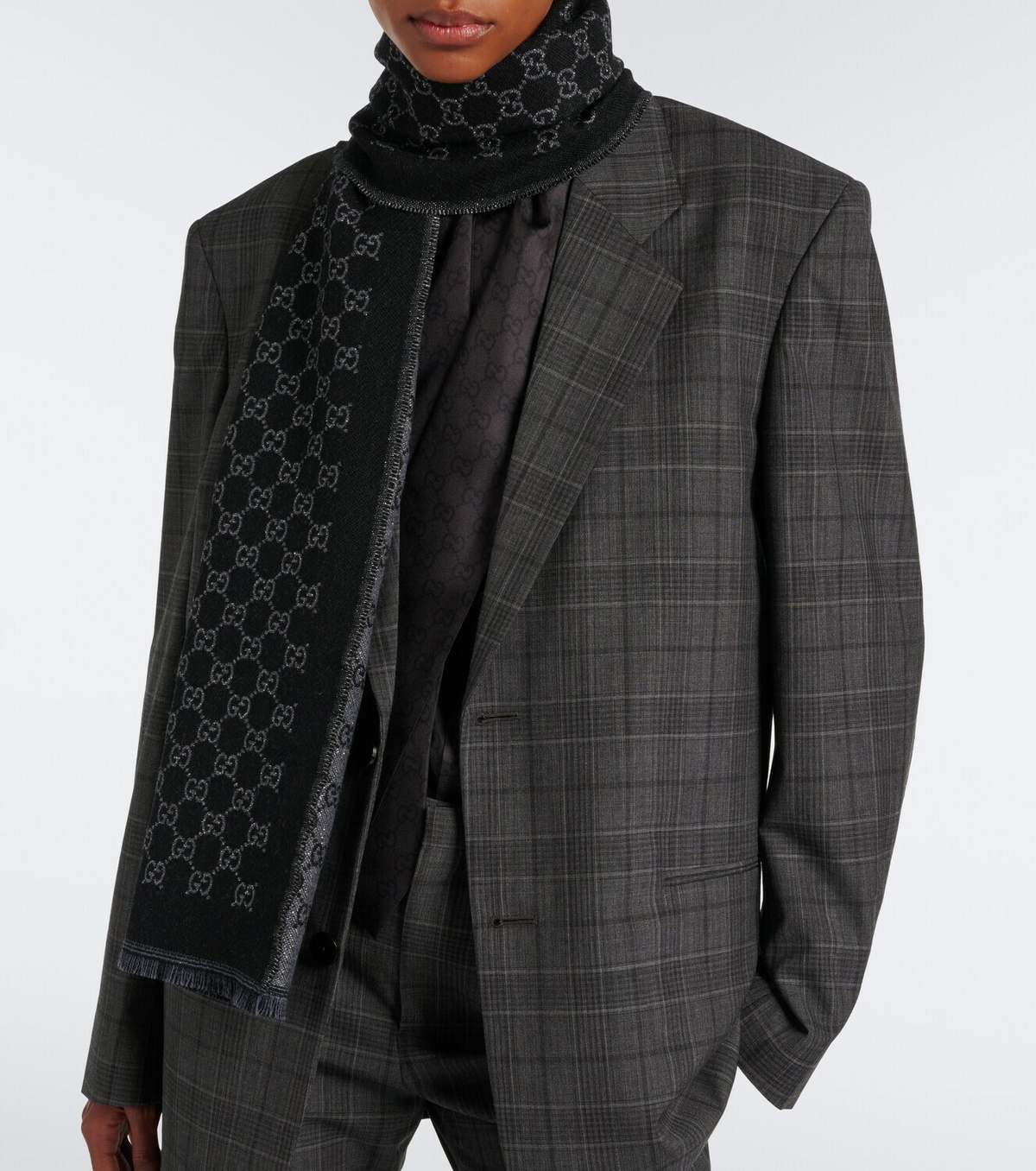 Gucci GG jacquard wool-blend scarf