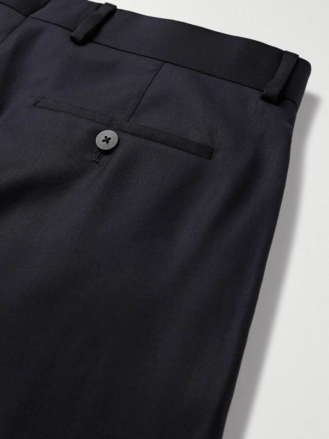 Caruso - Slim-Fit Pleated Wool Trousers - Blue