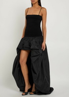 Stella Mccartney Asymmetric Bubble Knit and Shell Mini Dress Black