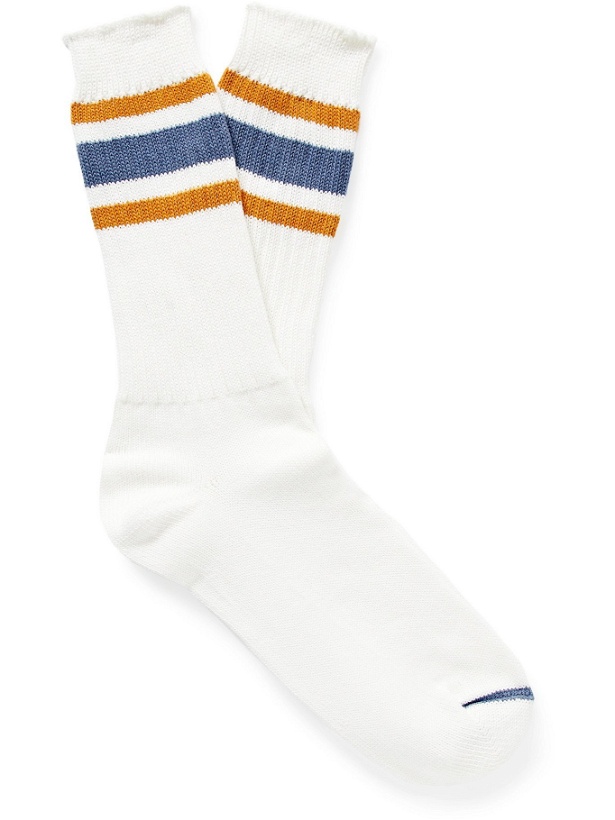 Photo: ANONYMOUS ISM - Striped Recover Socks - White