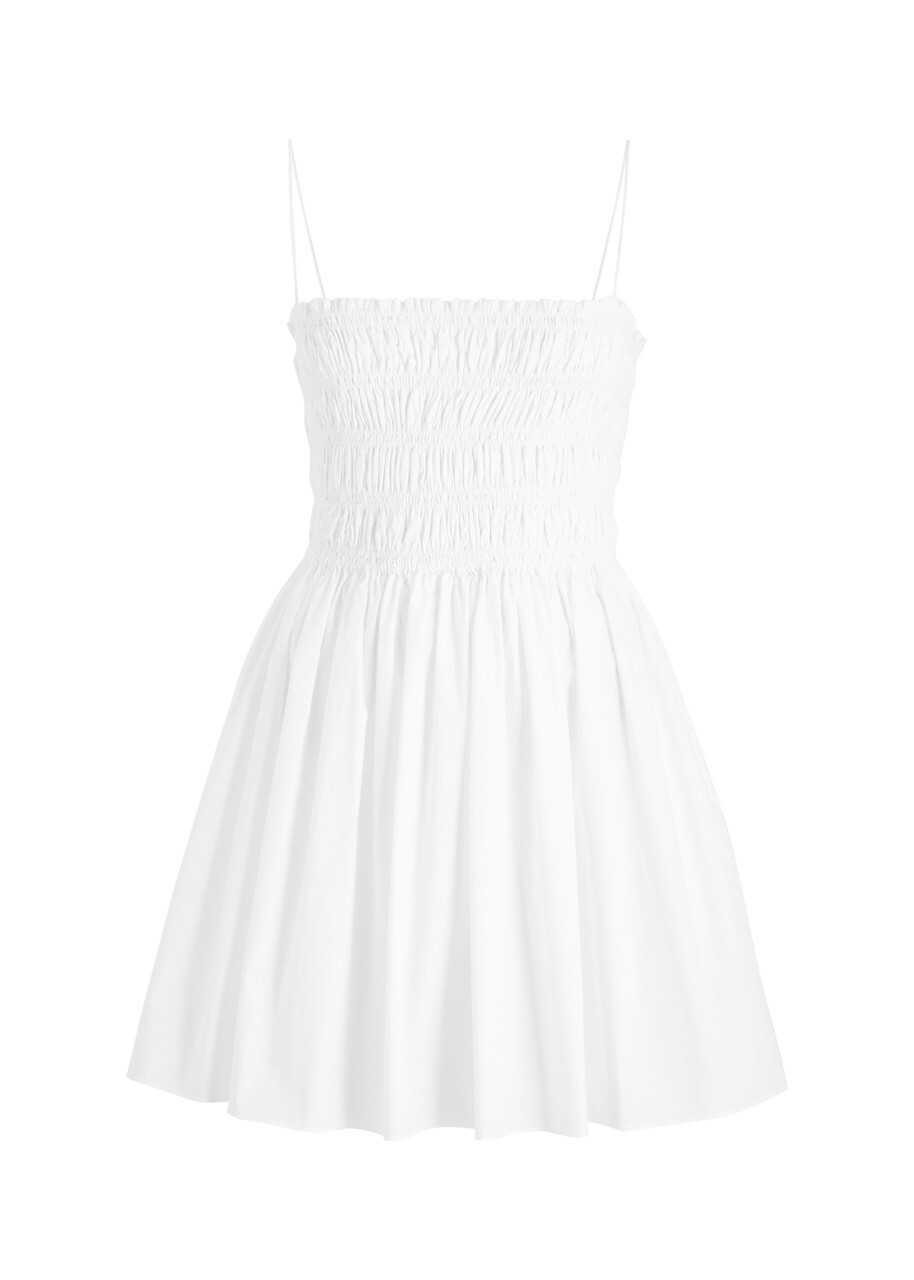 Matteau Smocked Cotton Mini Dress White