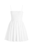 Matteau Smocked Cotton Mini Dress White