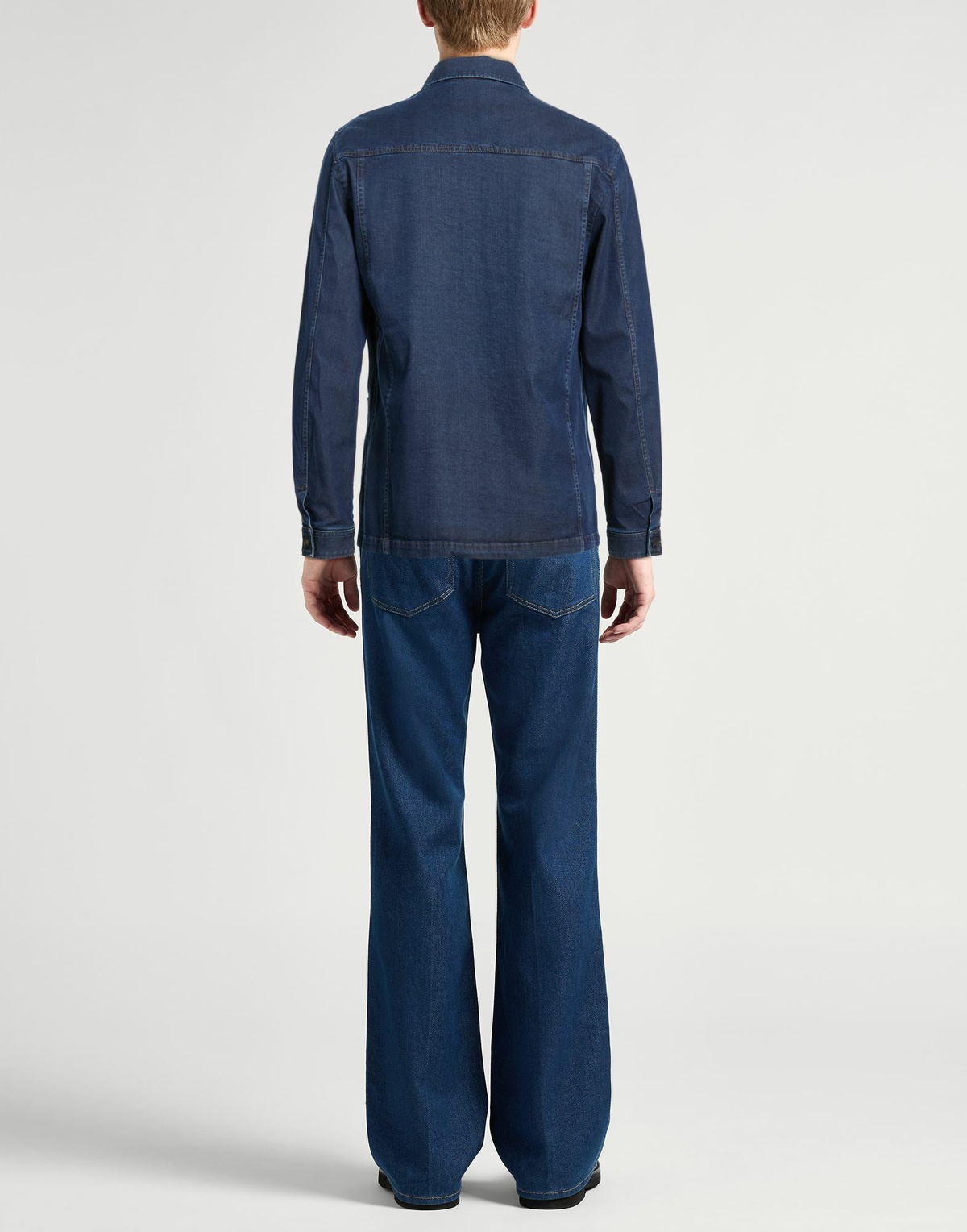 Fedeli Mens Denim shirt in Blue