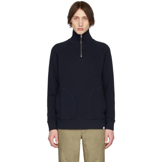 Photo: Norse Projects Navy Alfred Half-Zip Pullover