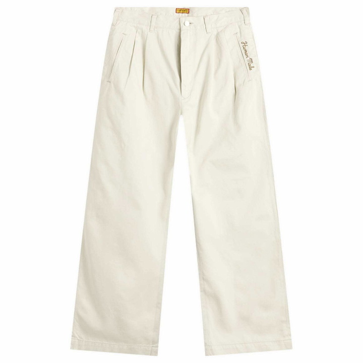 Photo: Human Made Men's Double Pleated Wide Chino Pants in White