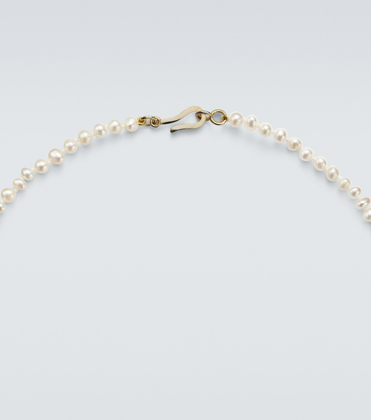 Ileana Makri 9kt gold (375/1000) beaded necklace with freshwater pearls and hessonite
