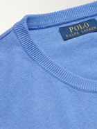 Polo Ralph Lauren - Logo-Embroidered Cotton and Cashmere-Blend Sweater - Blue