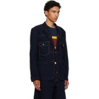 sacai Navy Notched Lapel Denim Blazer