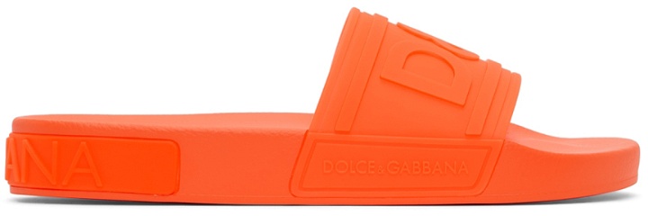 Photo: Dolce & Gabbana Orange Tonal Logo Sandals