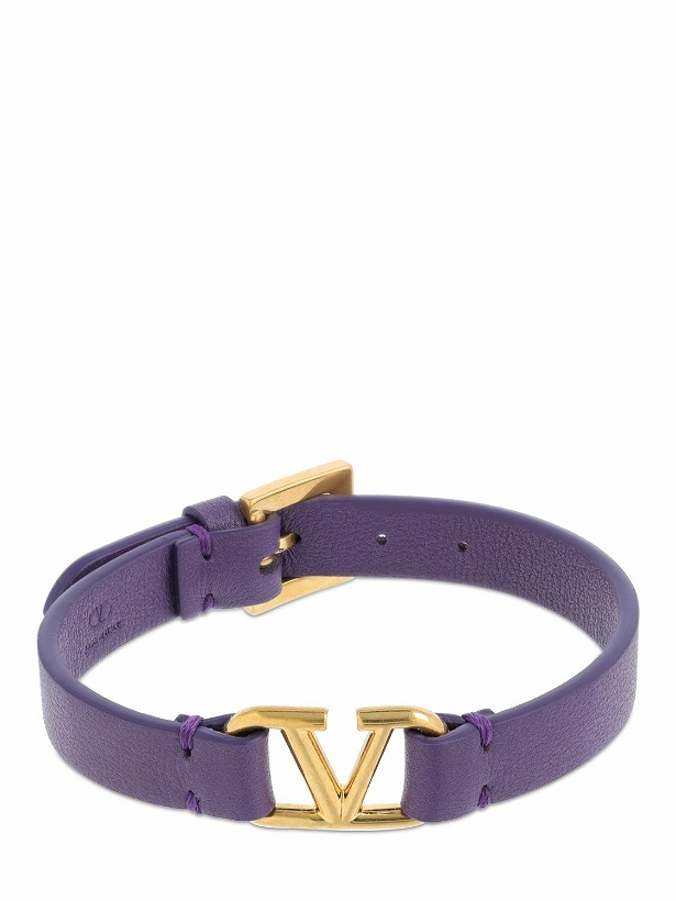 Photo: VALENTINO GARAVANI - Slim V Logo Leather Belt Bracelet