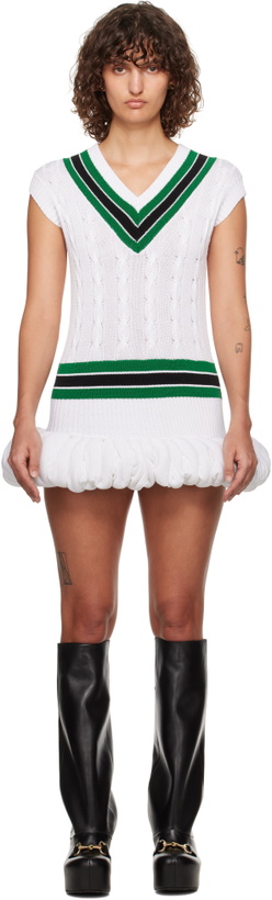 Photo: LAURA ANDRASCHKO White Knitted Tennis Bubble Minidress