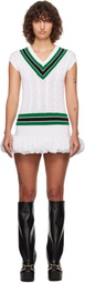 LAURA ANDRASCHKO White Knitted Tennis Bubble Minidress