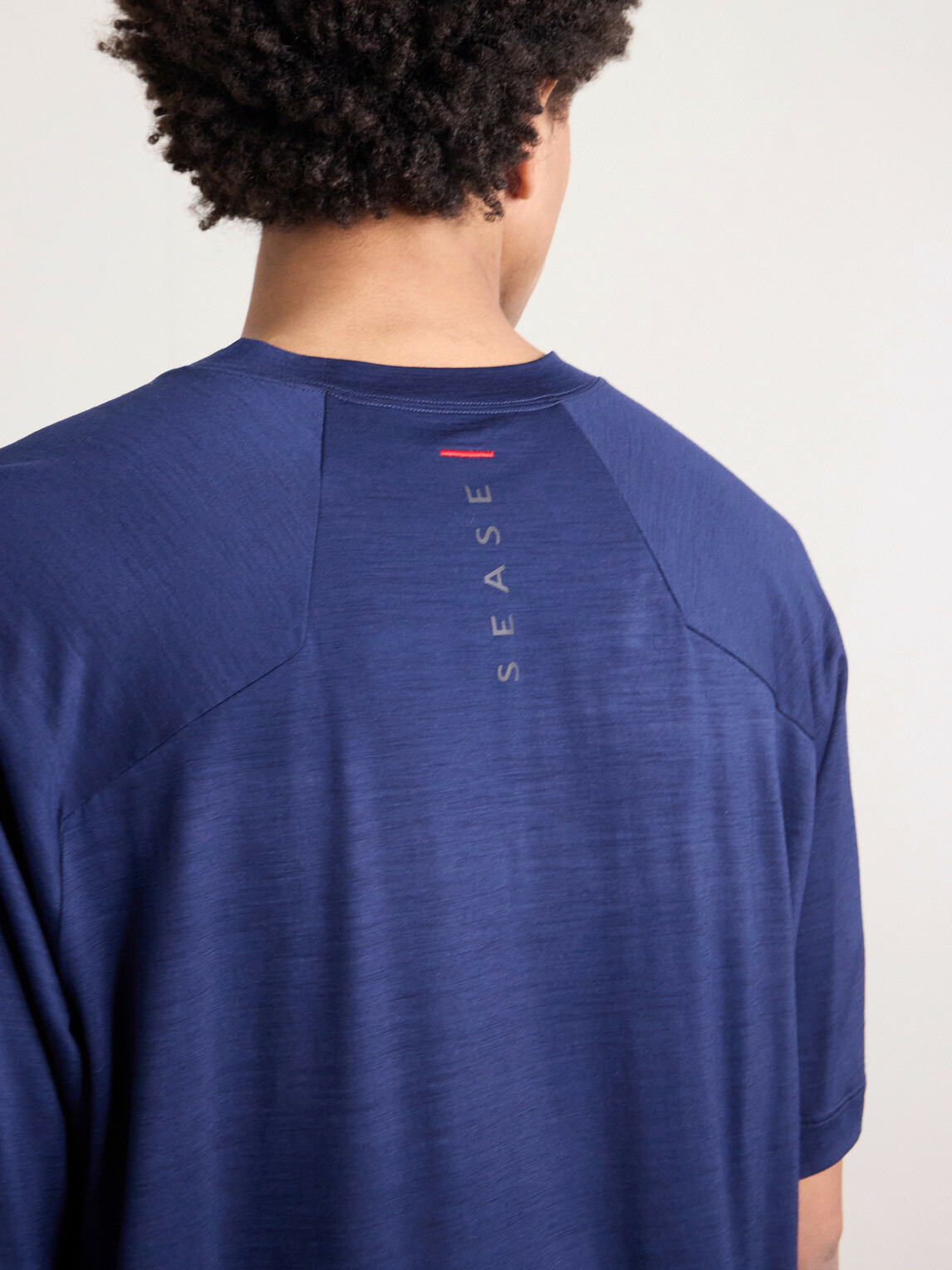 SEASE - Runner Logo-Print Merino Wool T-Shirt - Blue