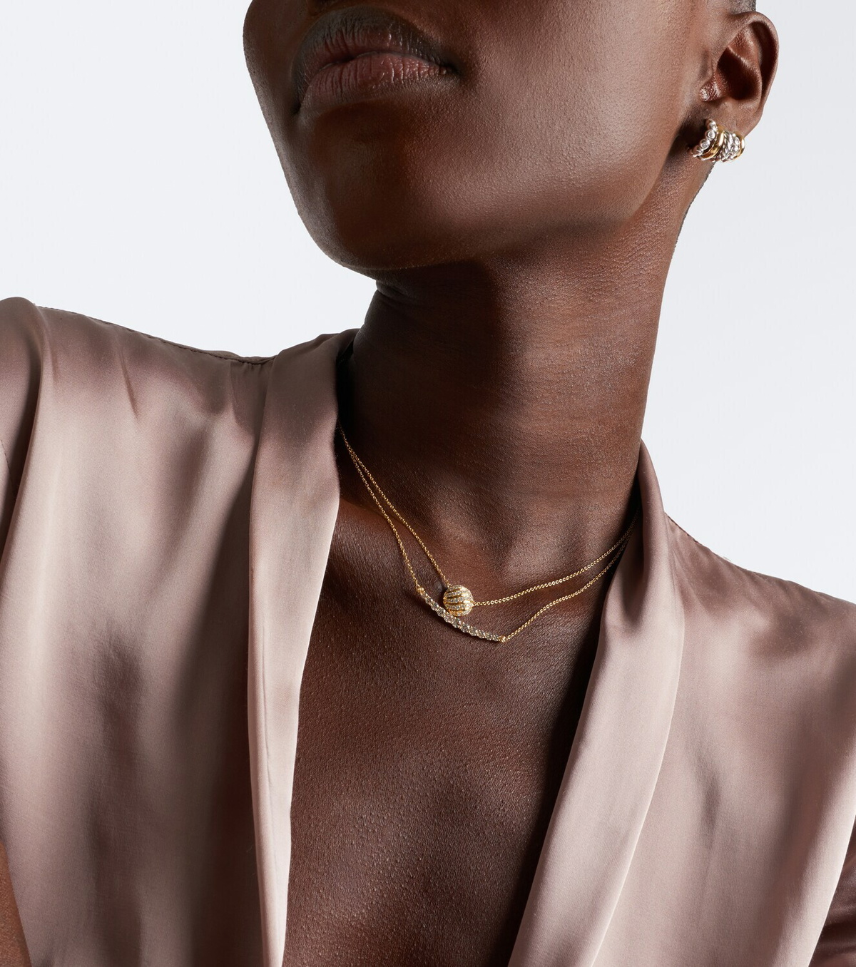 David Yurman Petite Pavé 18kt gold necklace with diamonds