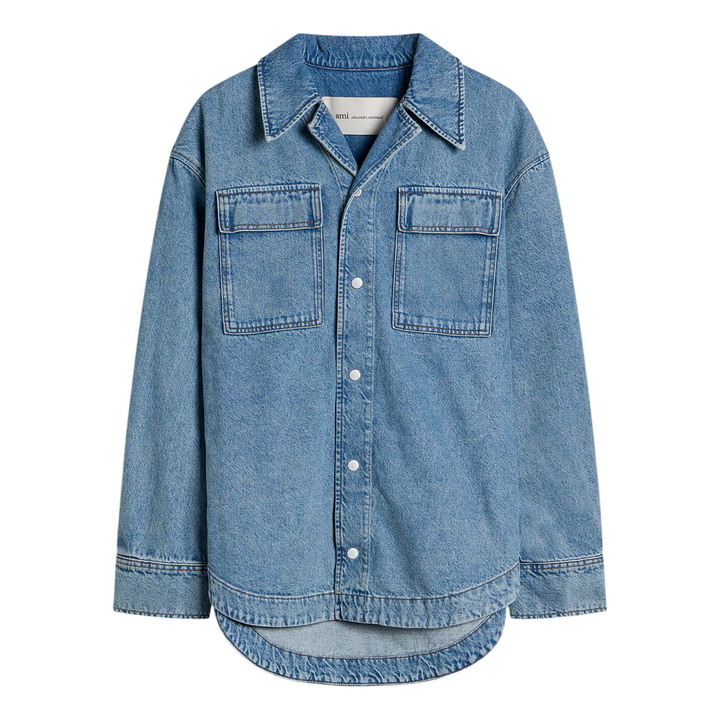 Photo: AMI Paris Men's  Indigo Denim Overshirt in Blue