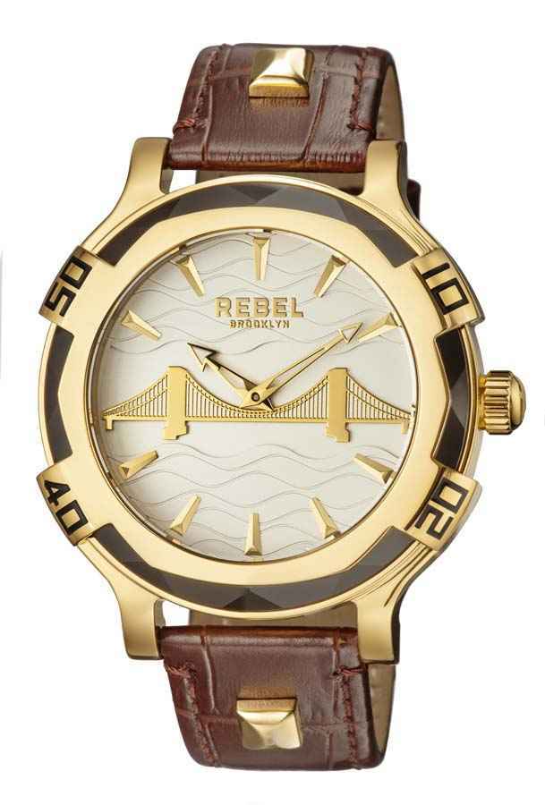 Rebel Brooklyn Bridge Silver Dial Mens Watch RB102-9011