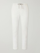 Eleventy - Straight-Leg Cotton-Blend Corduroy Drawstring Trousers - White