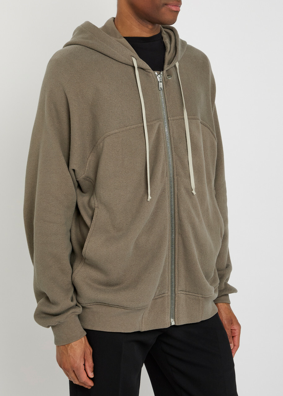 Rick Owens Felpa Hooded Cotton Sweatshirt Brown