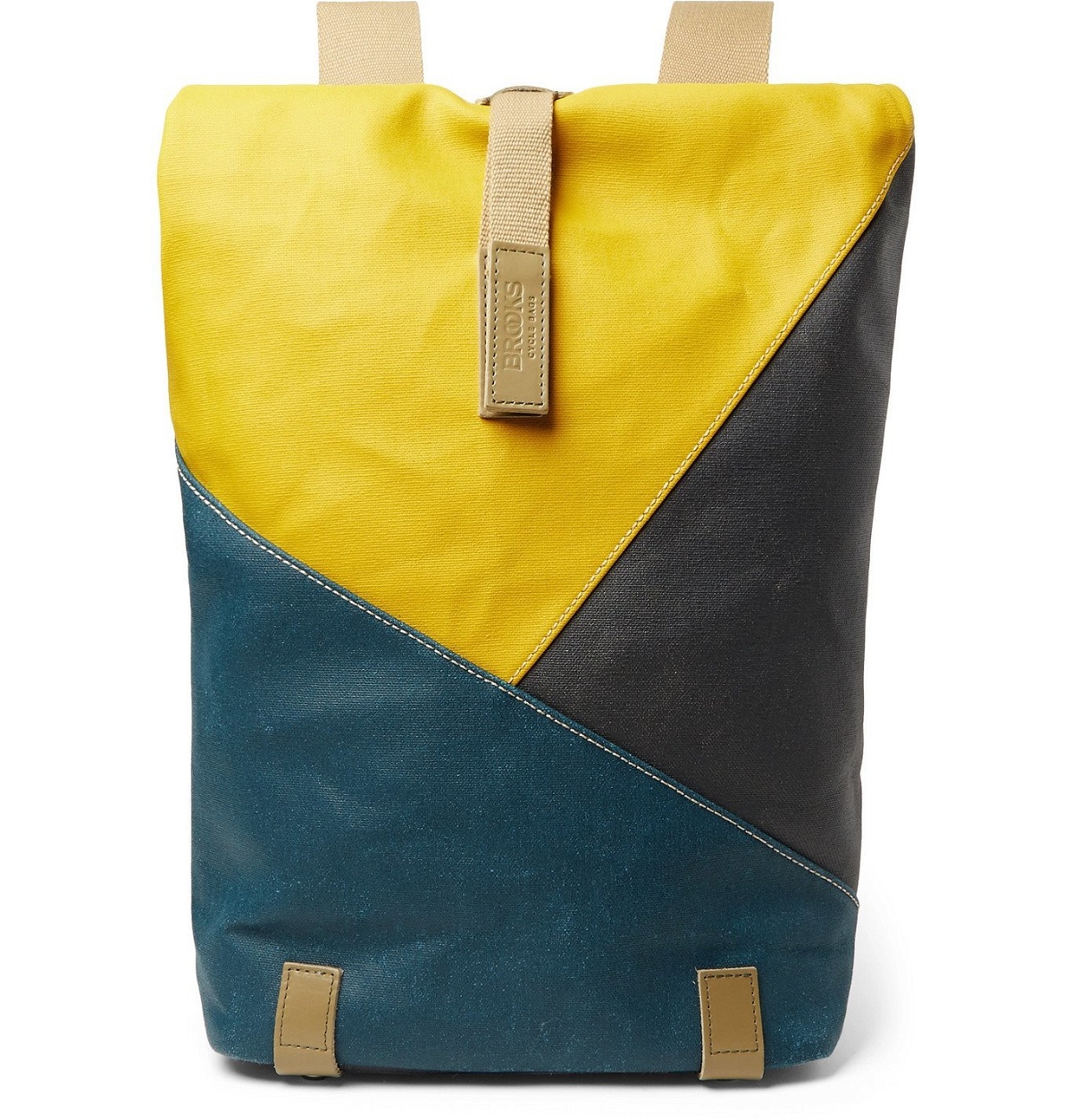 Photo: Brooks England - Pickwick Small Leather-Trimmed Patchwork Coated Cotton-Canvas Backpack - Multi