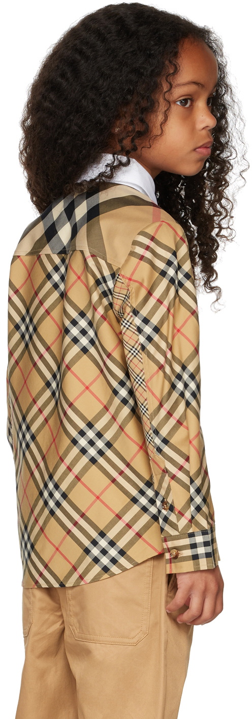 Burberry Kids Beige Patchwork Check Shirt Burberry