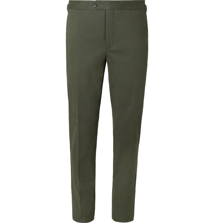 Photo: Thom Sweeney - Tapered Cotton-Blend Twill Trousers - Green