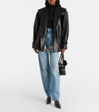 Area Distressed embellished wide-leg jeans