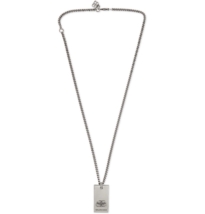 Photo: Balenciaga - Logo-Detailed Silver-Tone Necklace - Silver
