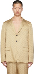 Dries Van Noten SSENSE Exclusive Beige Viscose Satin Printed Blazer