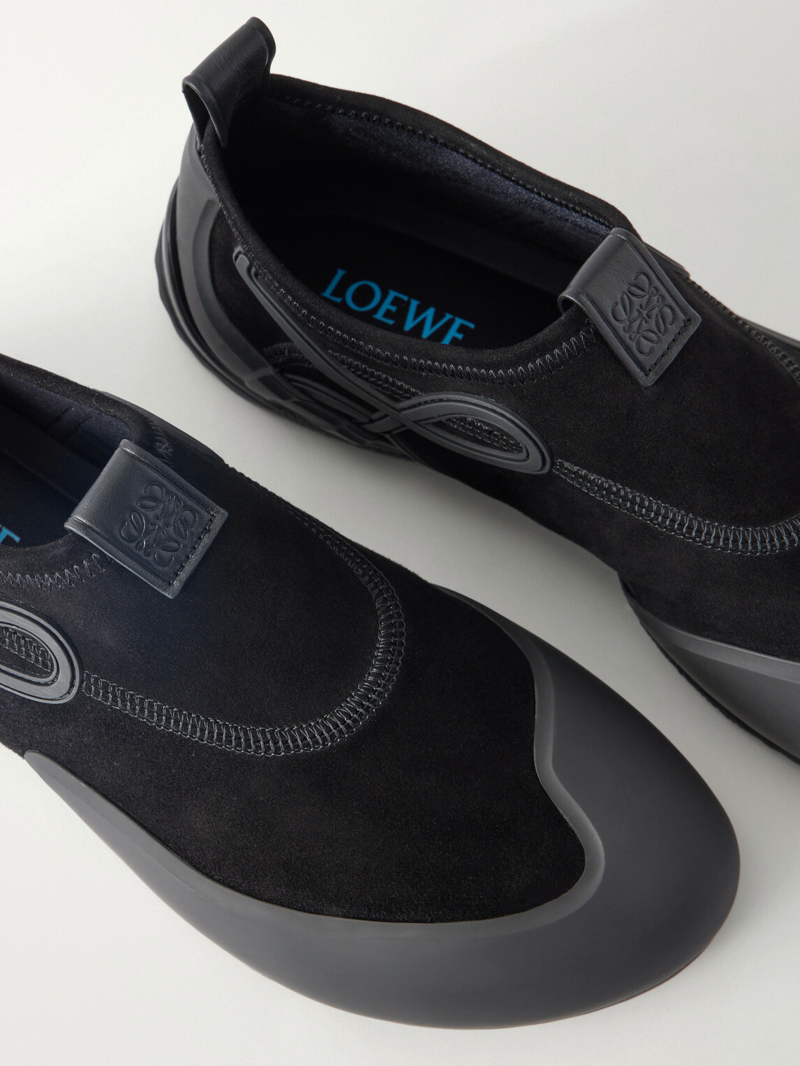LOEWE - Grip Aqua Rubber-Trimmed Stretch Suede Sneakers - Black