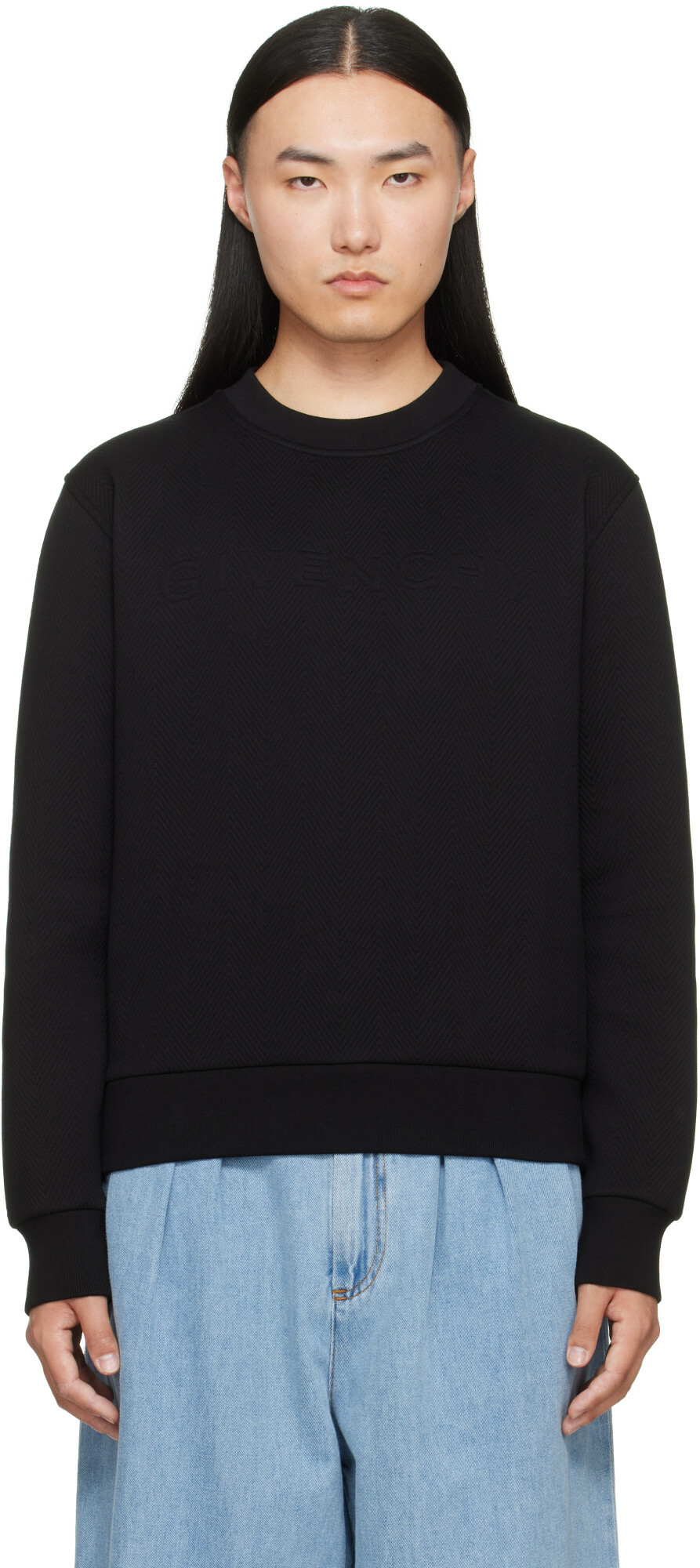 Givenchy Black Herringbone 'Givenchy Jacquard' Sweatshirt