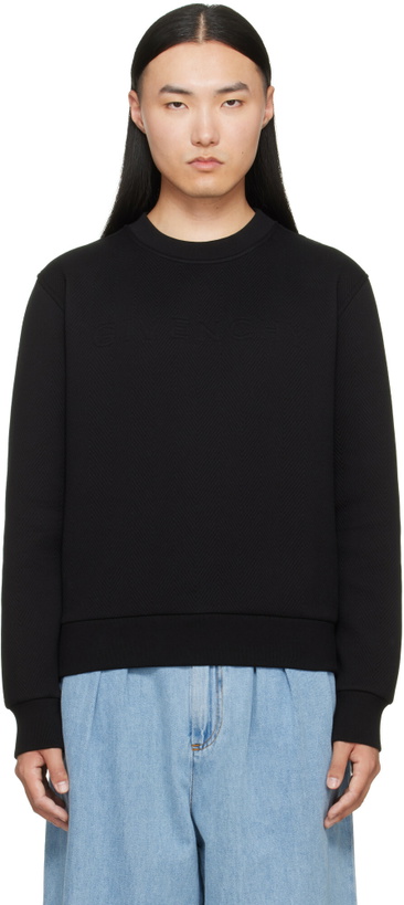 Photo: Givenchy Black Herringbone 'Givenchy Jacquard' Sweatshirt