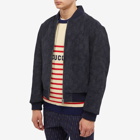 Gucci Men's GG All Over Suede Bomber Jacket in Navy