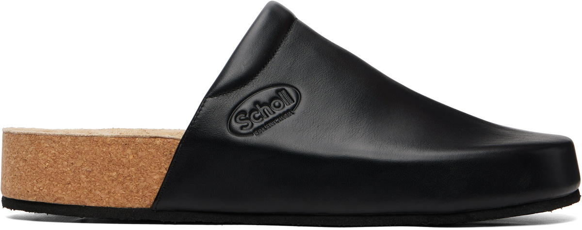 Balenciaga Black Scholl Edition Leather Mule Flats
