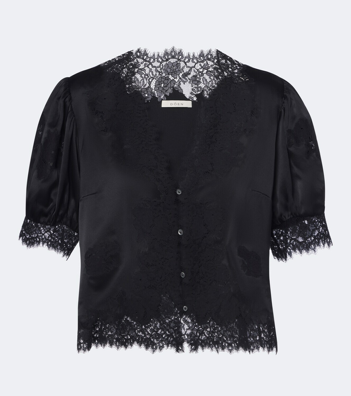 Dôen Idella lace-trimmed silk satin top