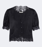 Dôen Idella lace-trimmed silk satin top