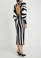 Balmain Zebra-jacquard Knit Midi Dress Multi Animal