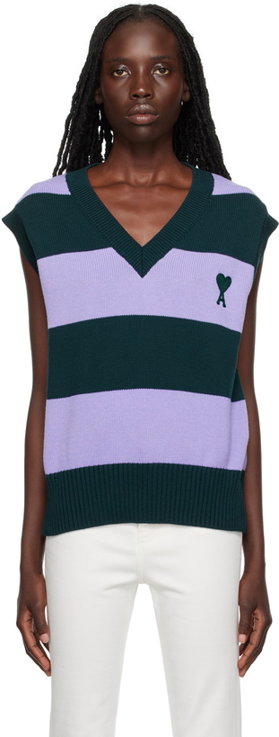 Photo: AMI Paris SSENSE Exclusive Purple & Green Ami de Cœur Vest