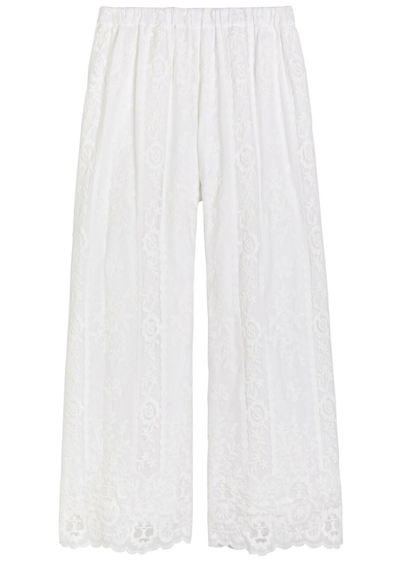 Photo: Wales Bonner Willow Floral-embroidered Cotton Trousers Ivory