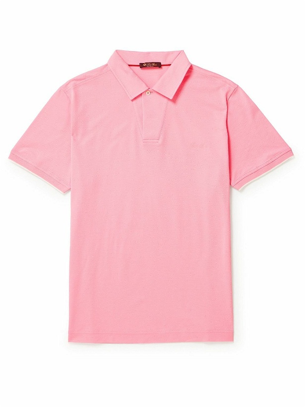 Photo: Loro Piana - Cotton-Piqué Polo Shirt - Pink