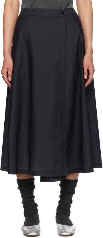 Photo: mfpen Navy Wrap Midi Skirt