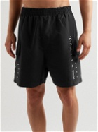 1017 ALYX 9SM - Wide-Leg Mid-Length Logo-Print Cargo Swim Shorts - Black