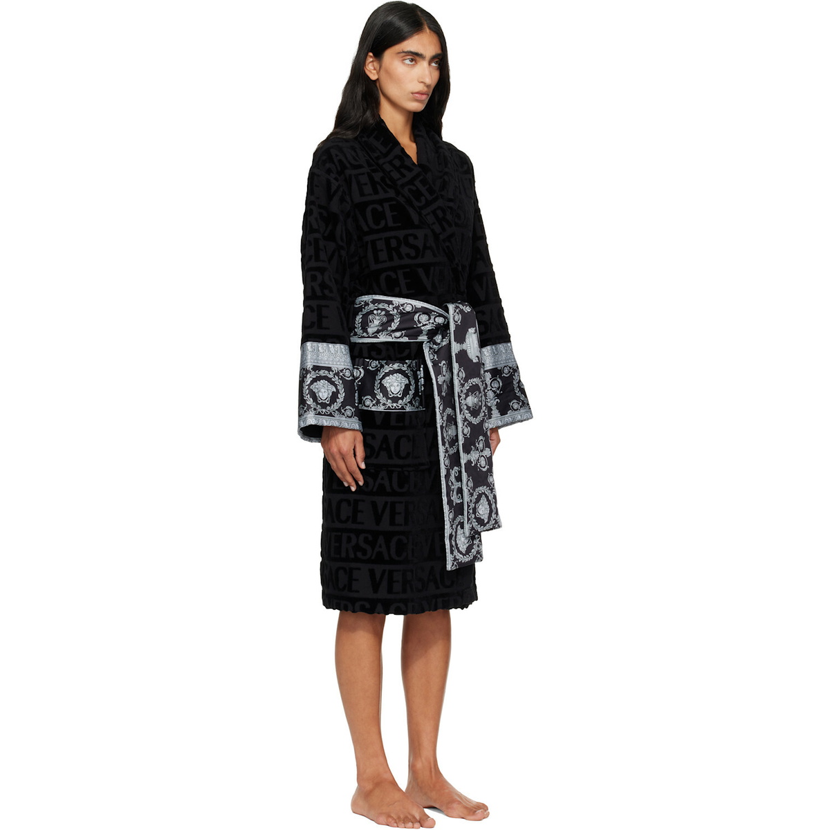 Versace Black 'I Heart Baroque' Bathrobe