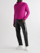 Valentino - Crocheted Wool Rollneck Sweater - Pink