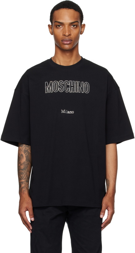 Photo: Moschino Black Organic Decorated T-Shirt