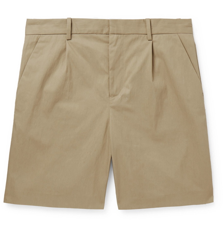 Photo: A.P.C. - Wide-Leg Pleated Cotton-Blend Gabardine Shorts - Neutrals