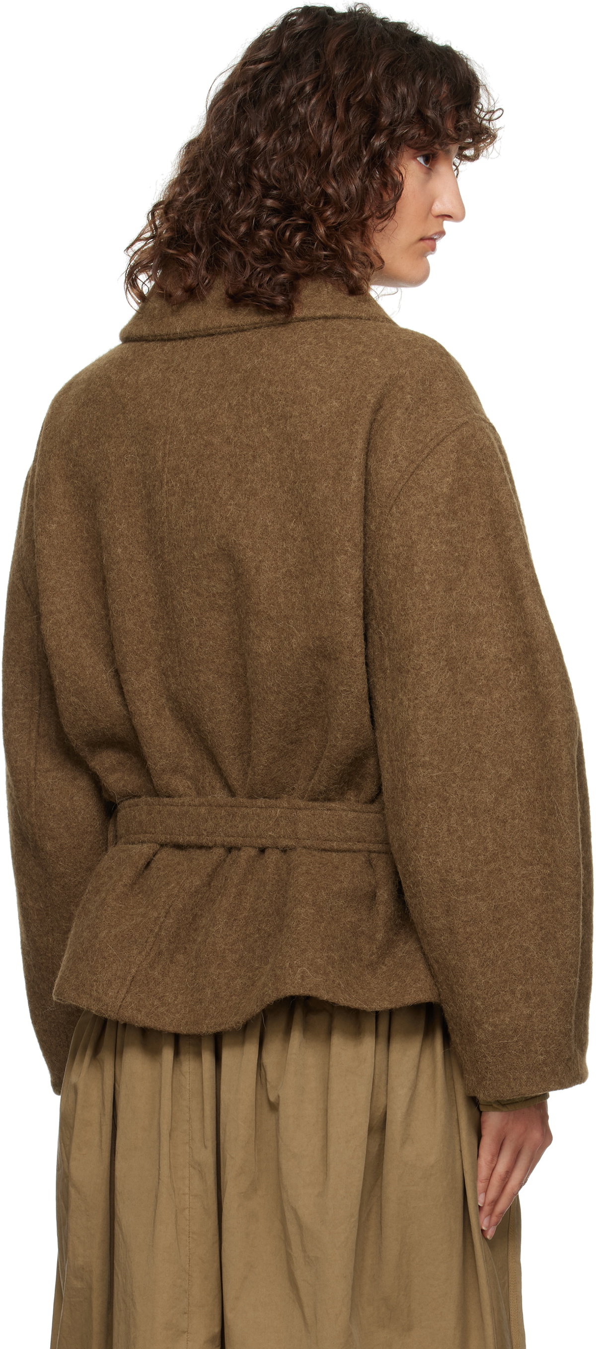 LEMAIRE Brown Short Asymmetrical Bathrobe Jacket Lemaire