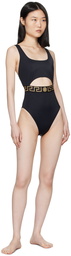 Versace Underwear Black Greca Border One-Piece Swimsuit